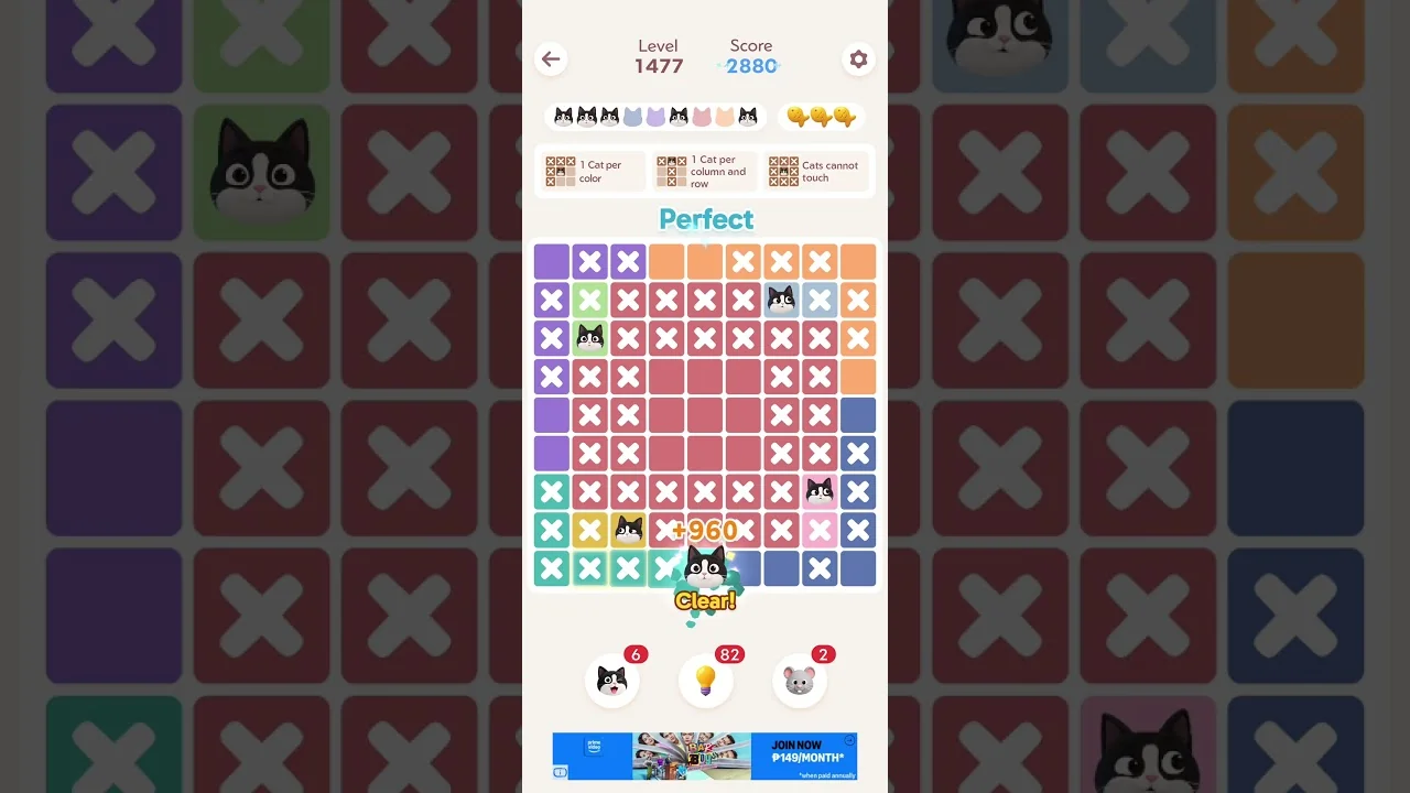 Meowdoku Level 1477 board