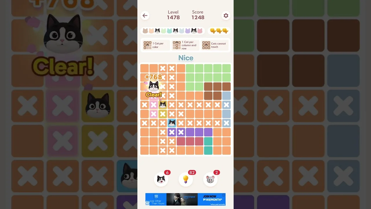 Meowdoku Level 1478 board