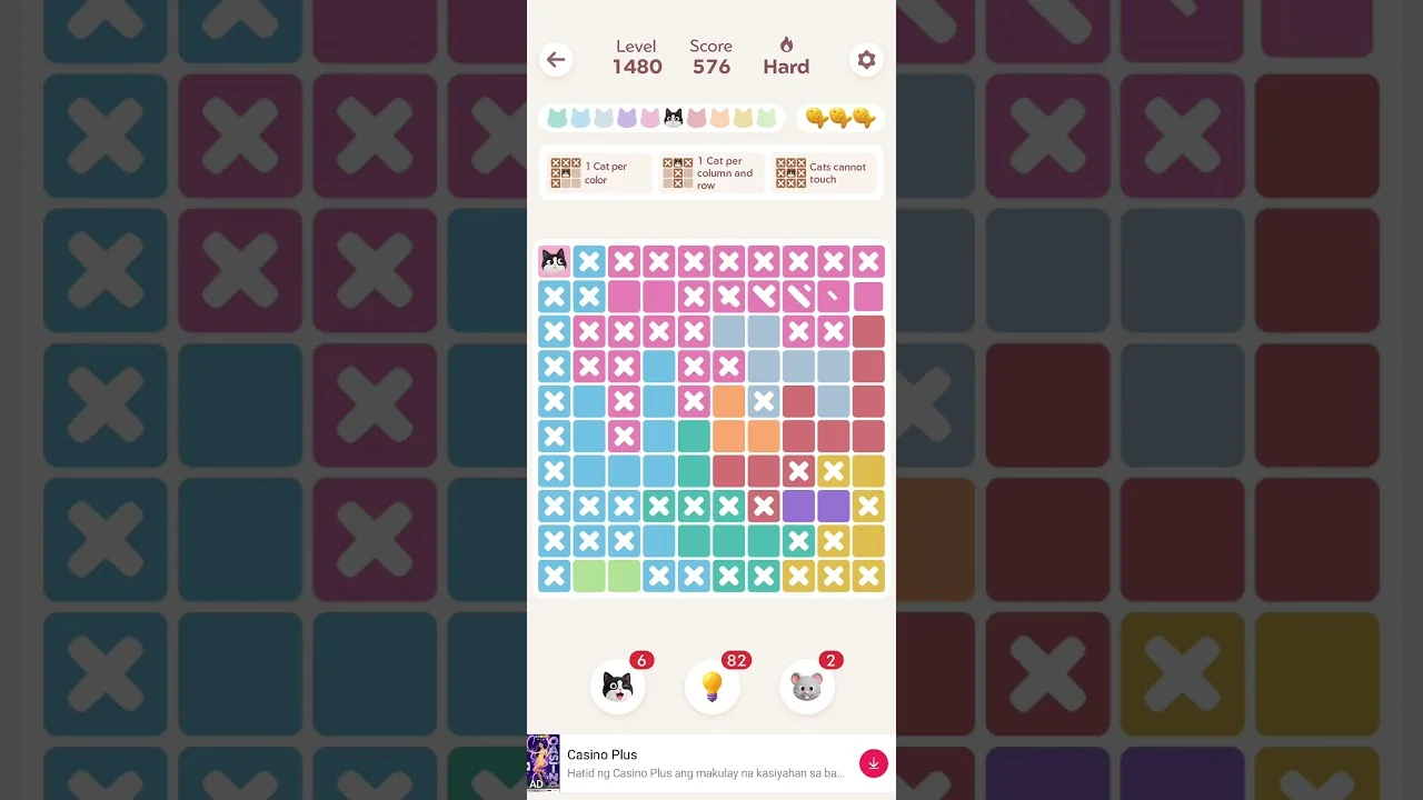 Meowdoku Level 1480 board