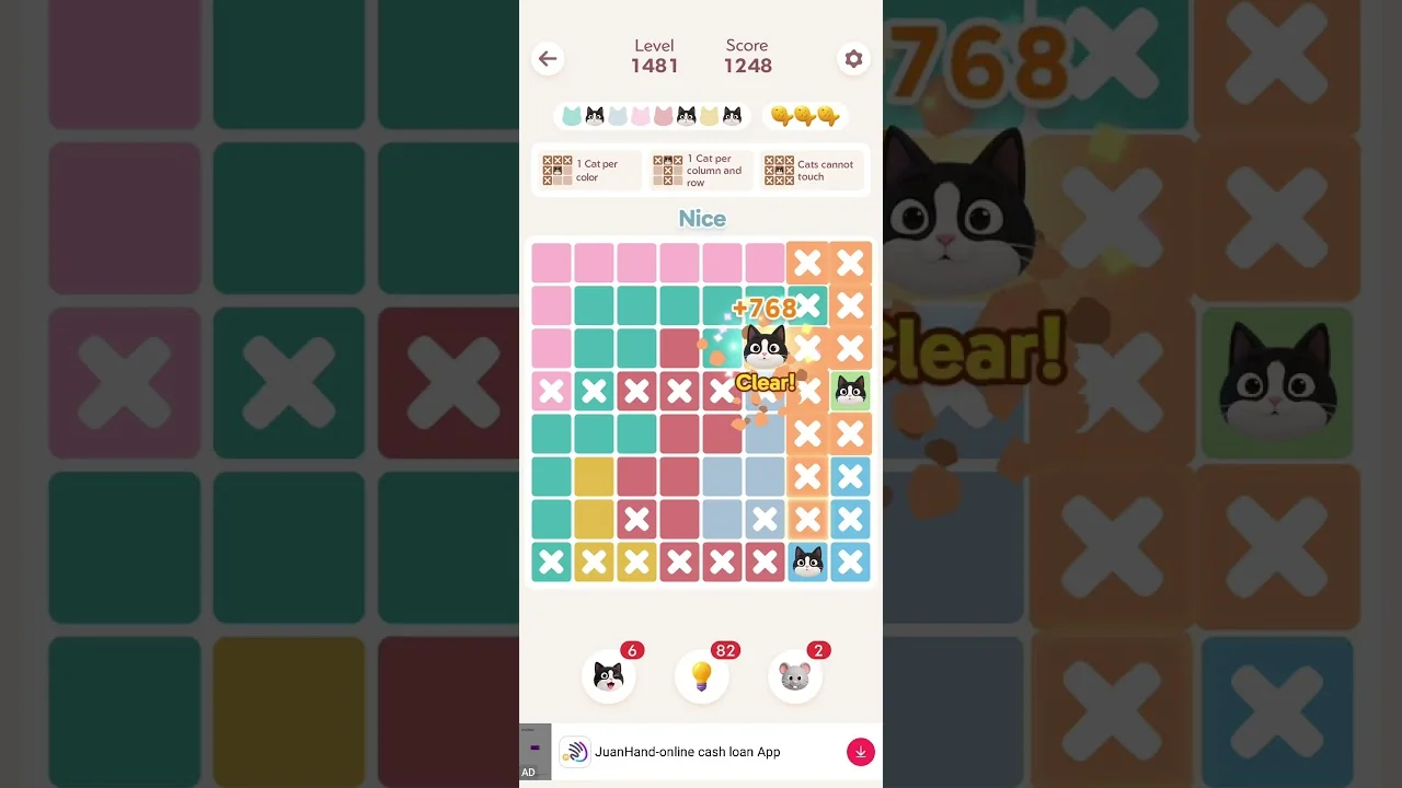 Meowdoku Level 1481 board