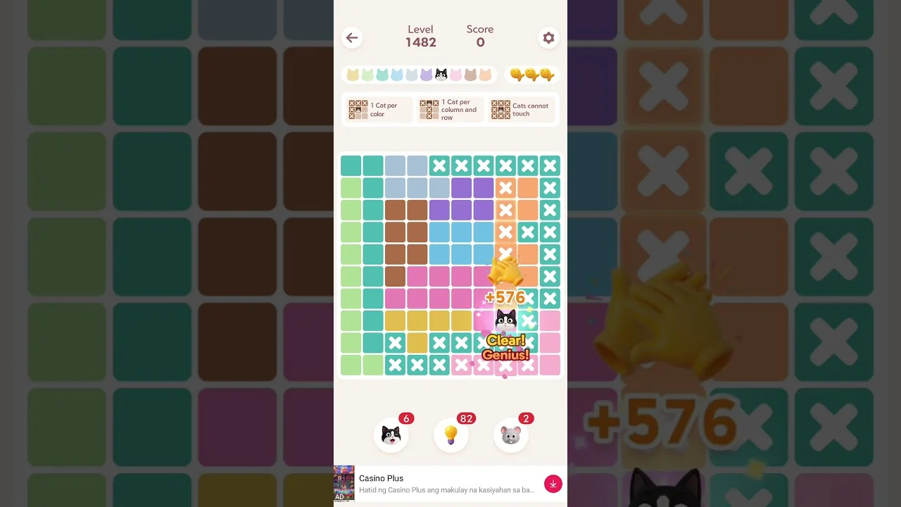 Meowdoku Level 1482 board