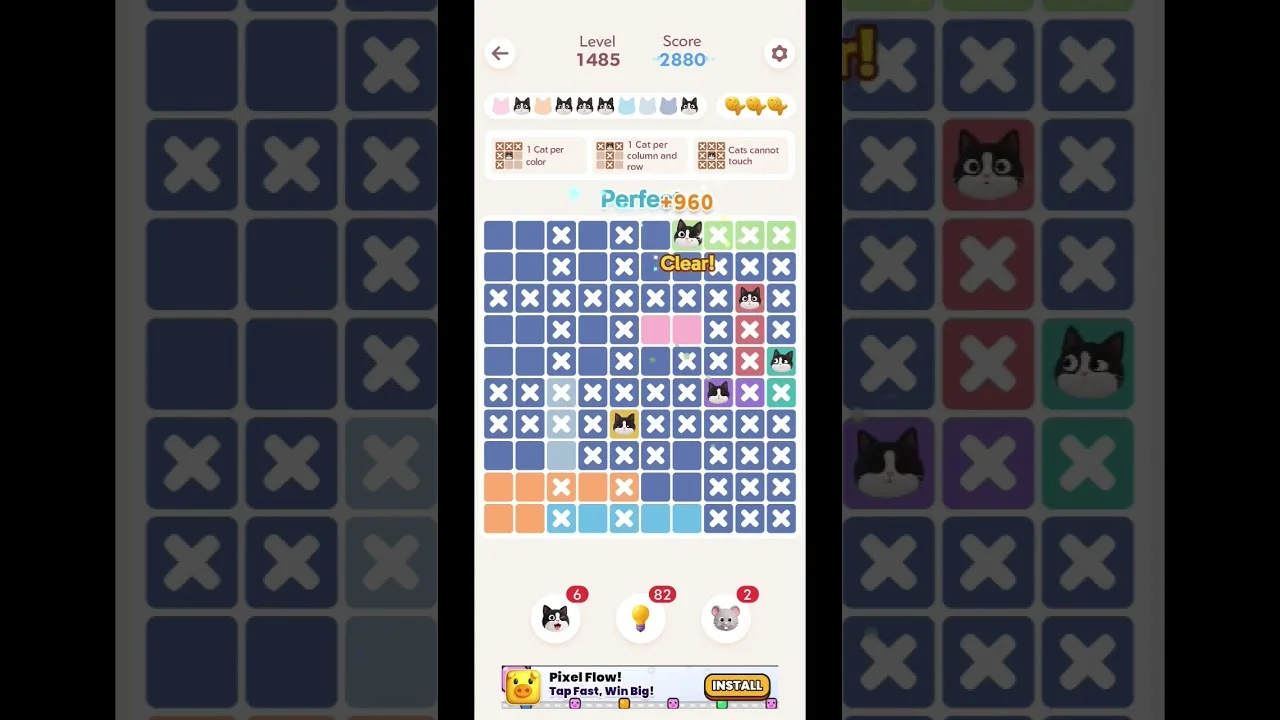 Meowdoku Level 1485 board