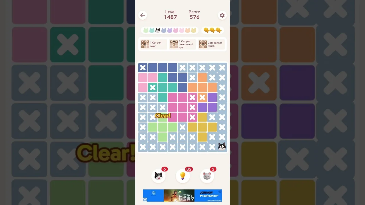 Meowdoku Level 1487 board
