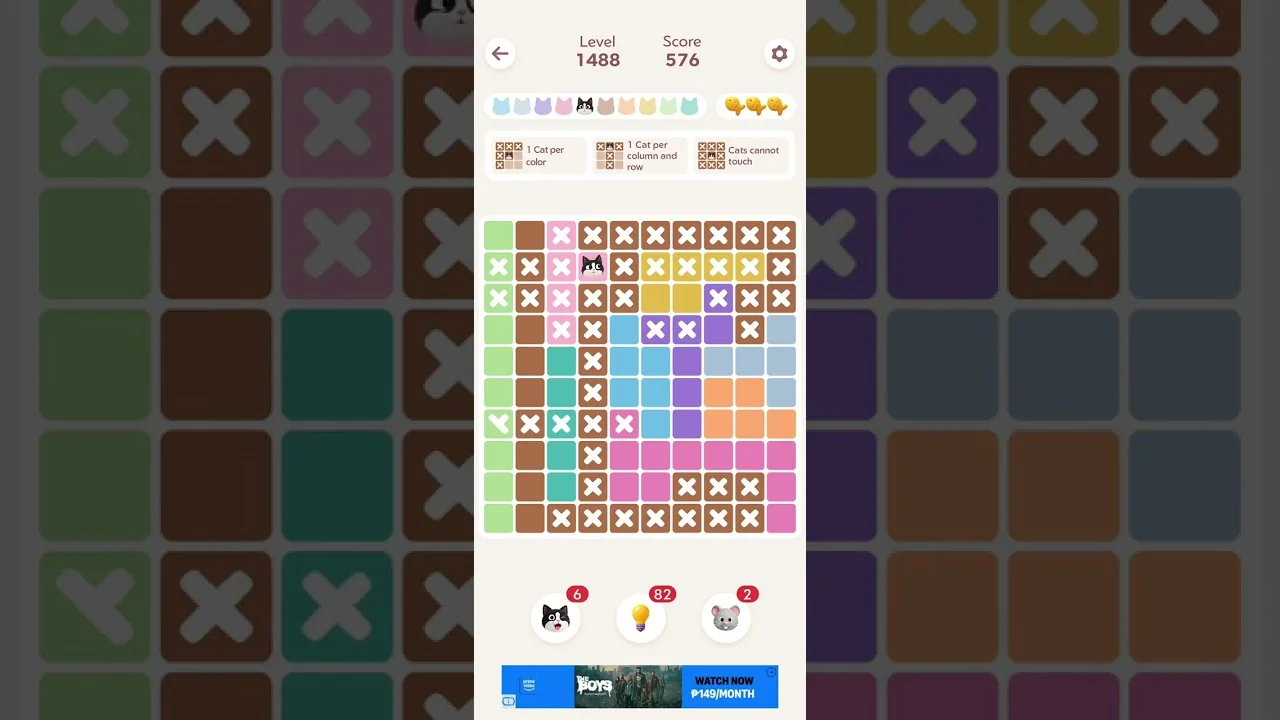 Meowdoku Level 1488 board