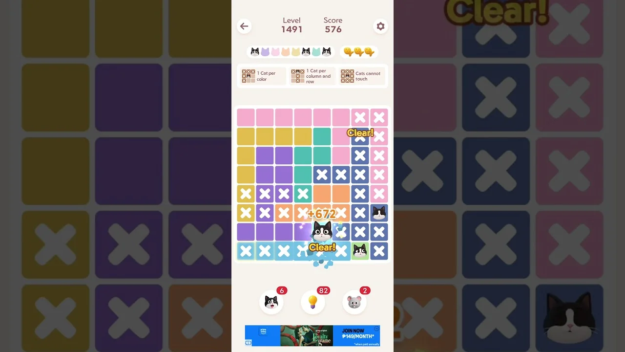 Meowdoku Level 1491 board