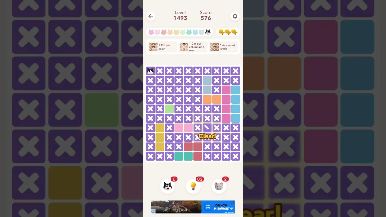 Meowdoku Level 1493 board