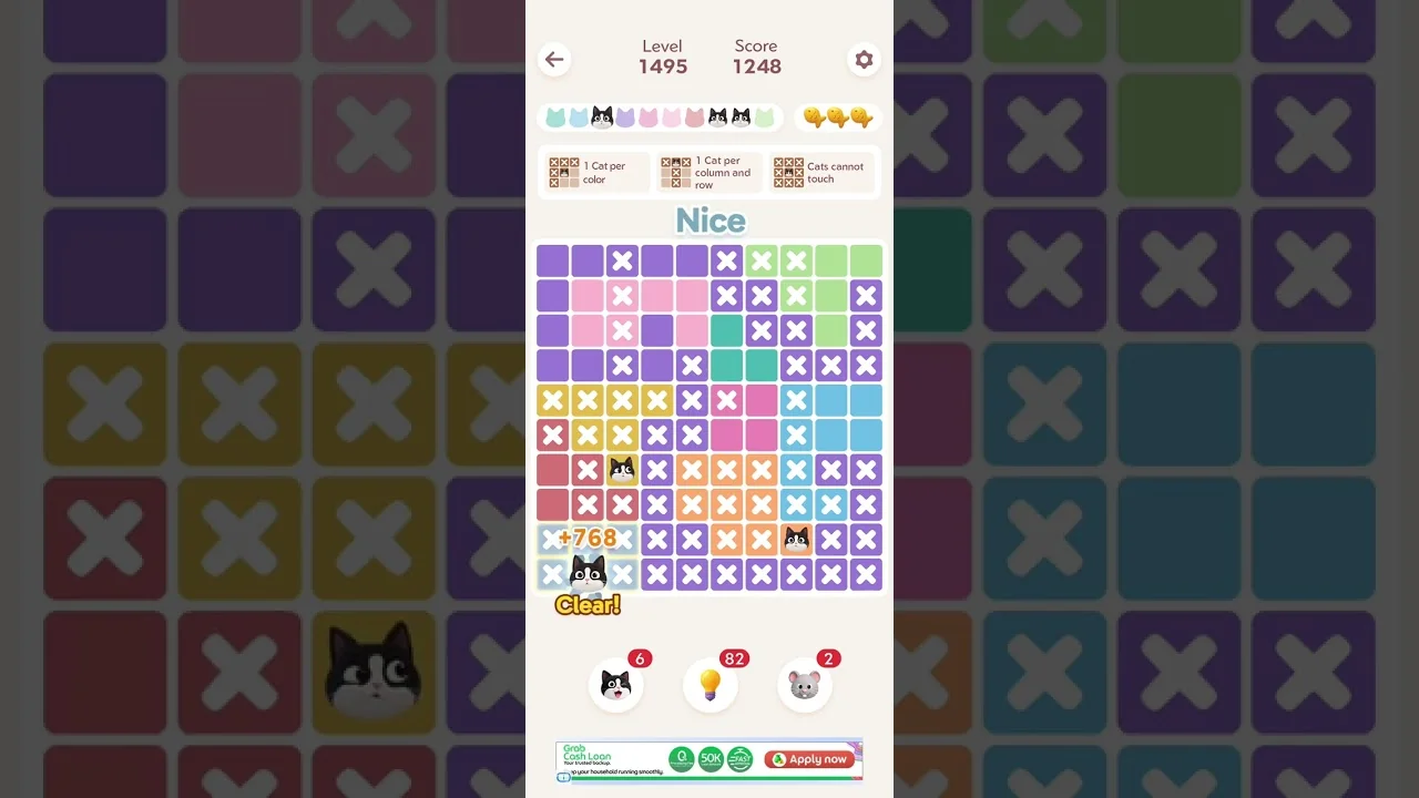 Meowdoku Level 1495 board