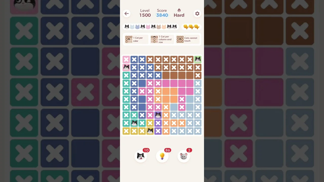 Meowdoku Level 1500 board