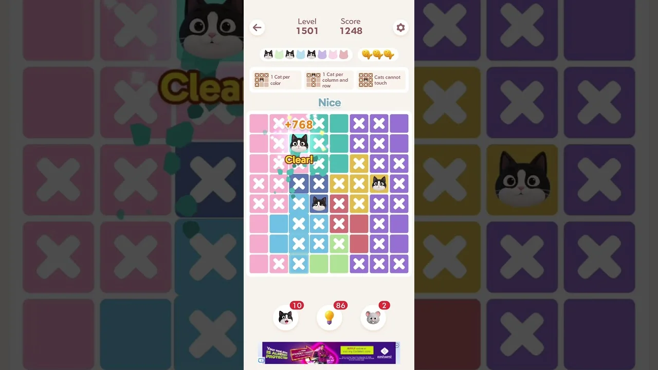 Meowdoku Level 1501 board