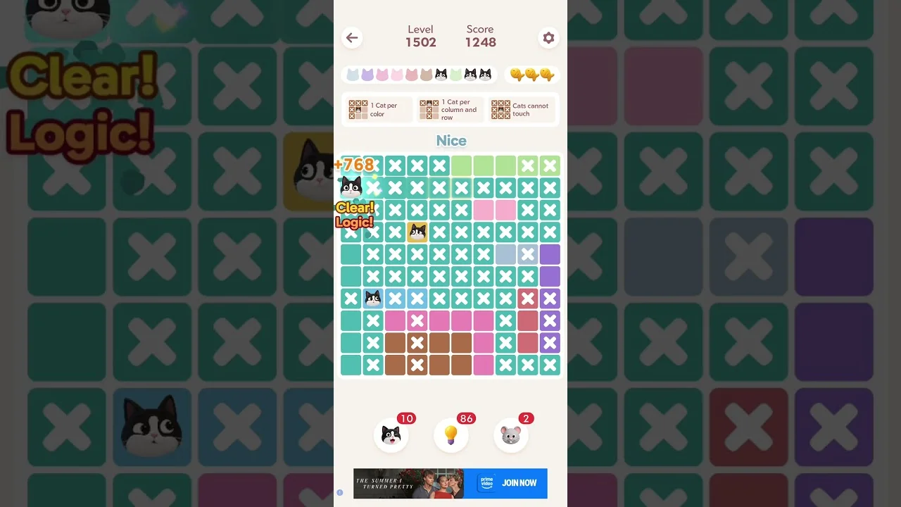 Meowdoku Level 1502 board