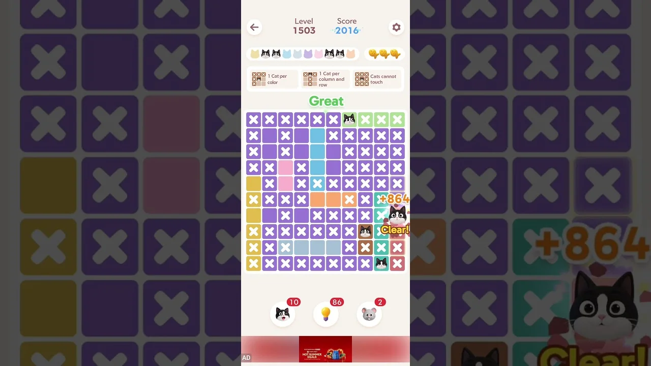 Meowdoku Level 1503 board