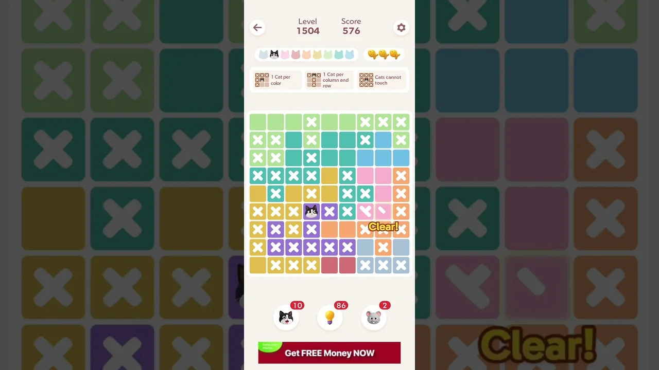 Meowdoku Level 1504 board