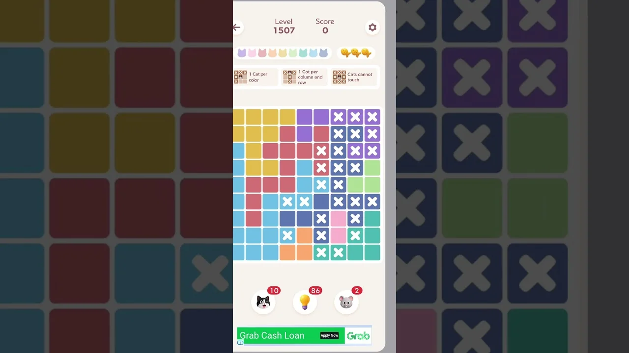 Meowdoku Level 1507 board