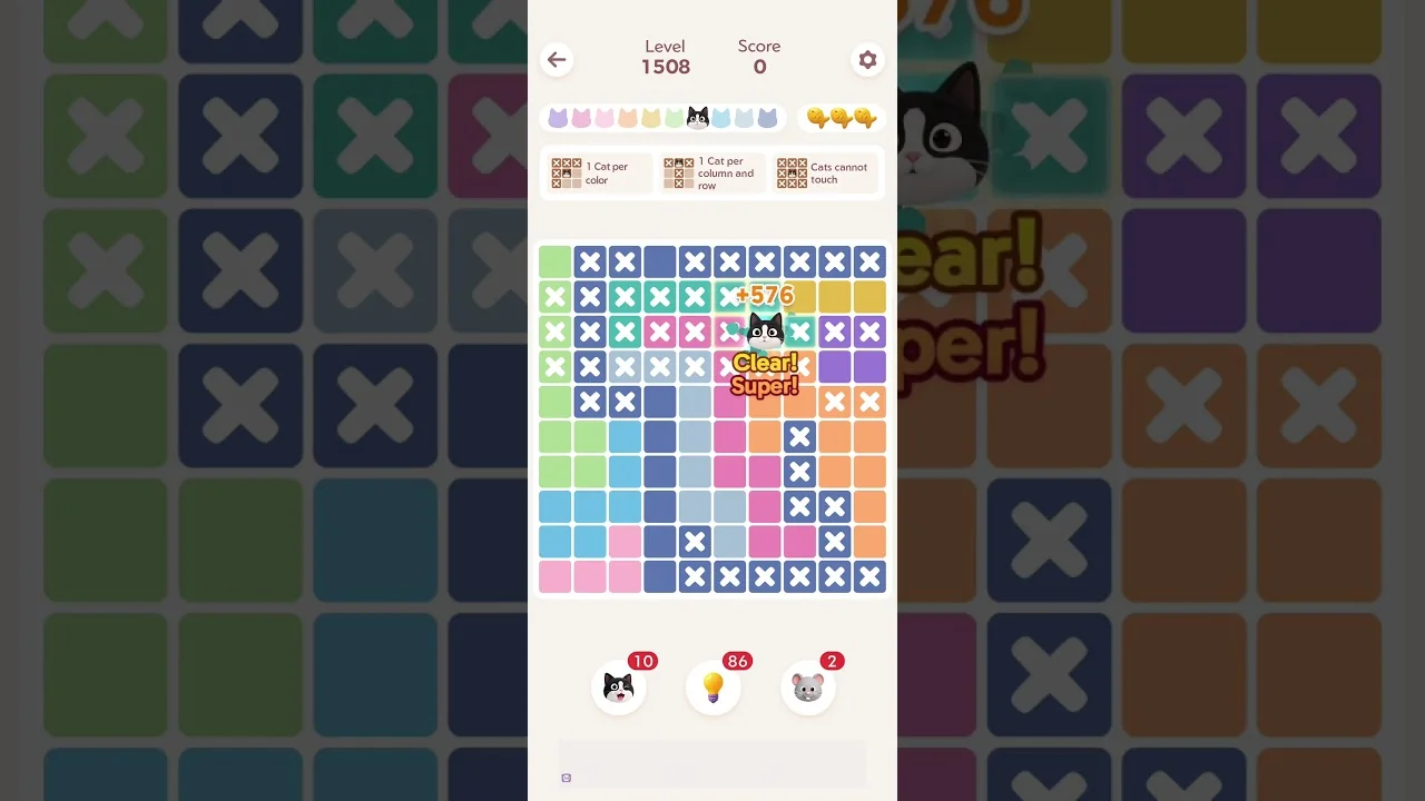 Meowdoku Level 1508 board