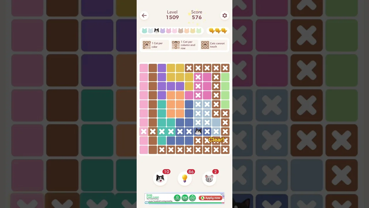 Meowdoku Level 1509 board