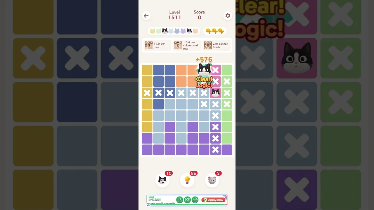 Meowdoku Level 1511 board