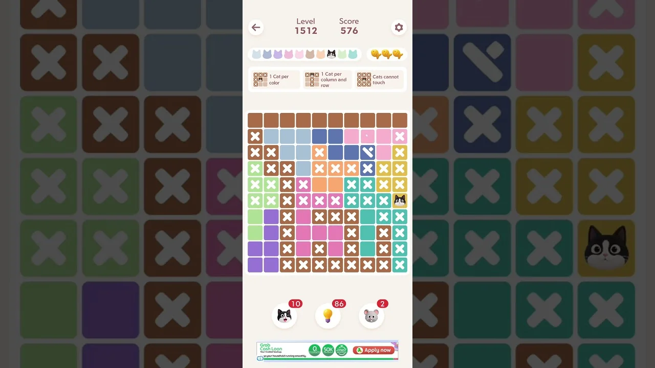 Meowdoku Level 1512 board