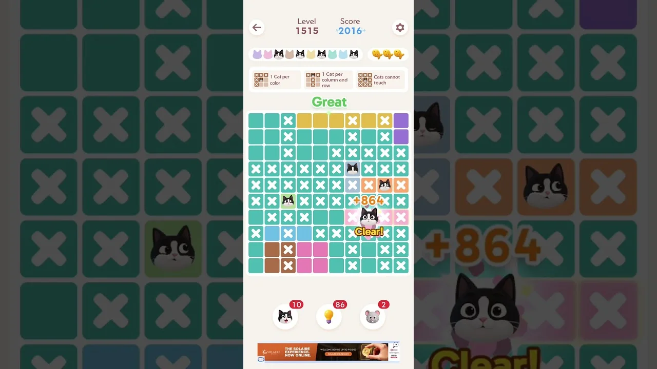 Meowdoku Level 1515 board