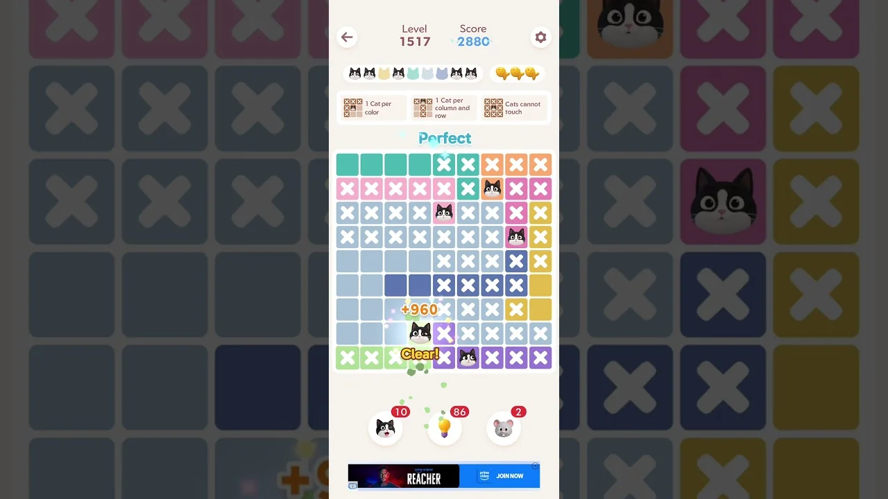 Meowdoku Level 1517 board