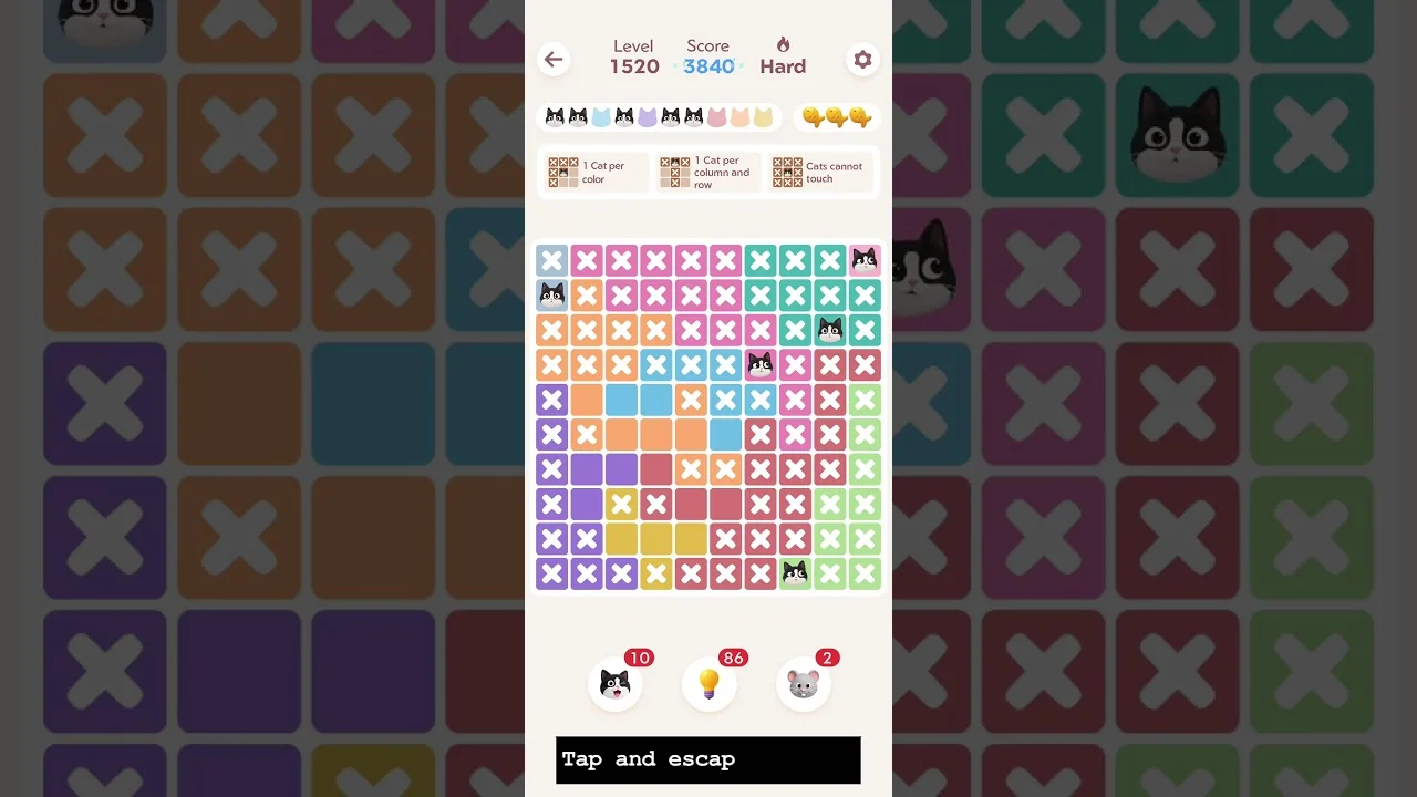 Meowdoku Level 1520 board