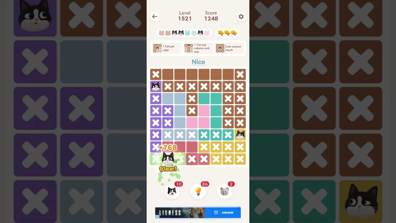 Meowdoku Level 1521 board