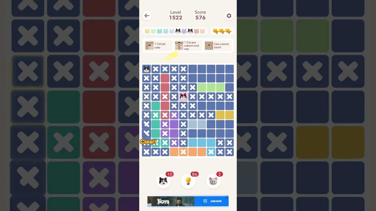Meowdoku Level 1522 board