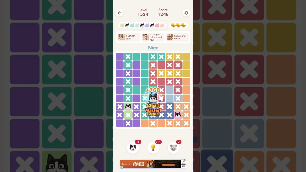 Meowdoku Level 1524 board