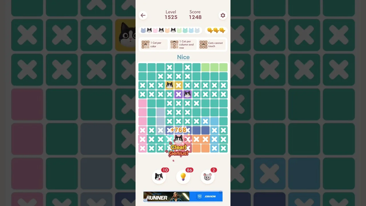Meowdoku Level 1525 board