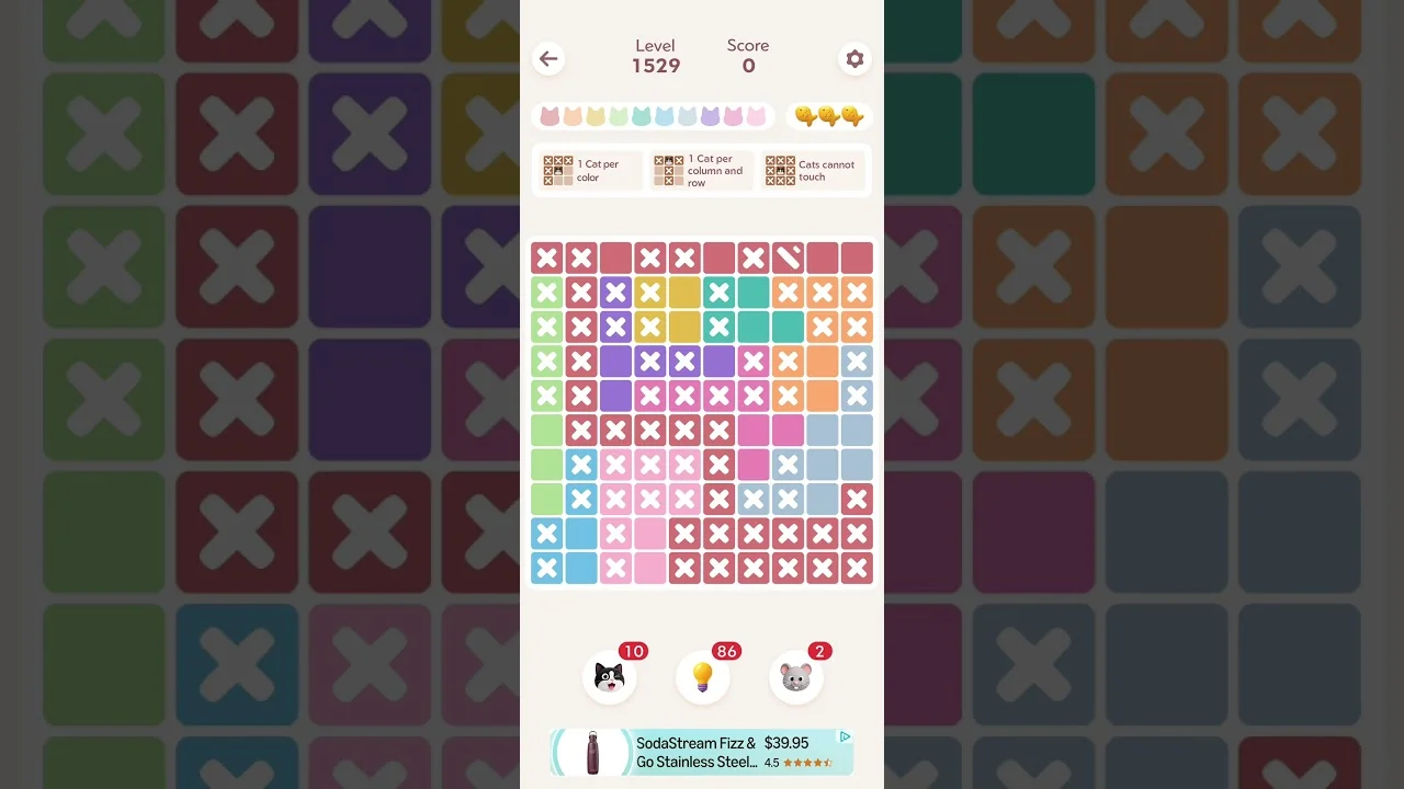 Meowdoku Level 1529 board