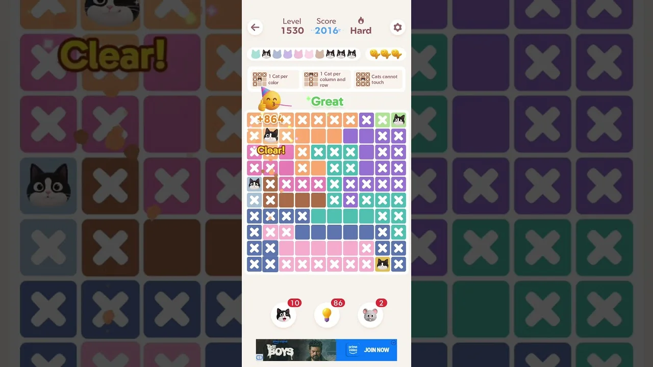 Meowdoku Level 1530 board