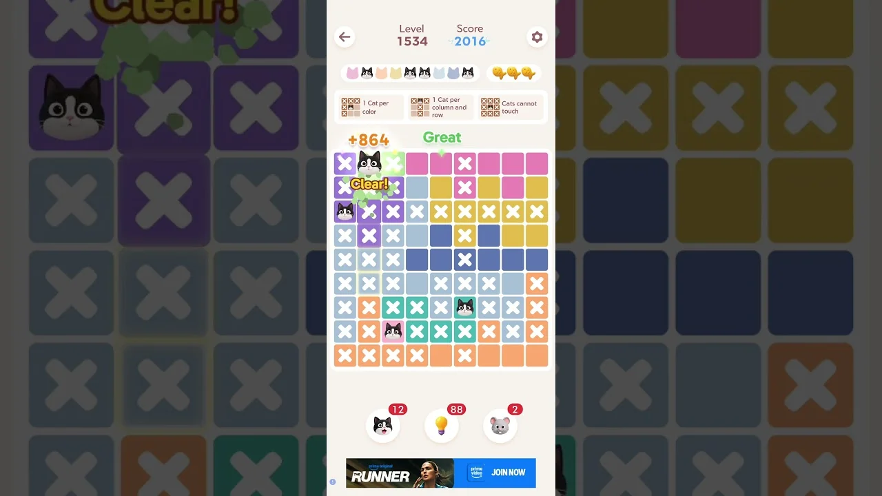 Meowdoku Level 1534 board