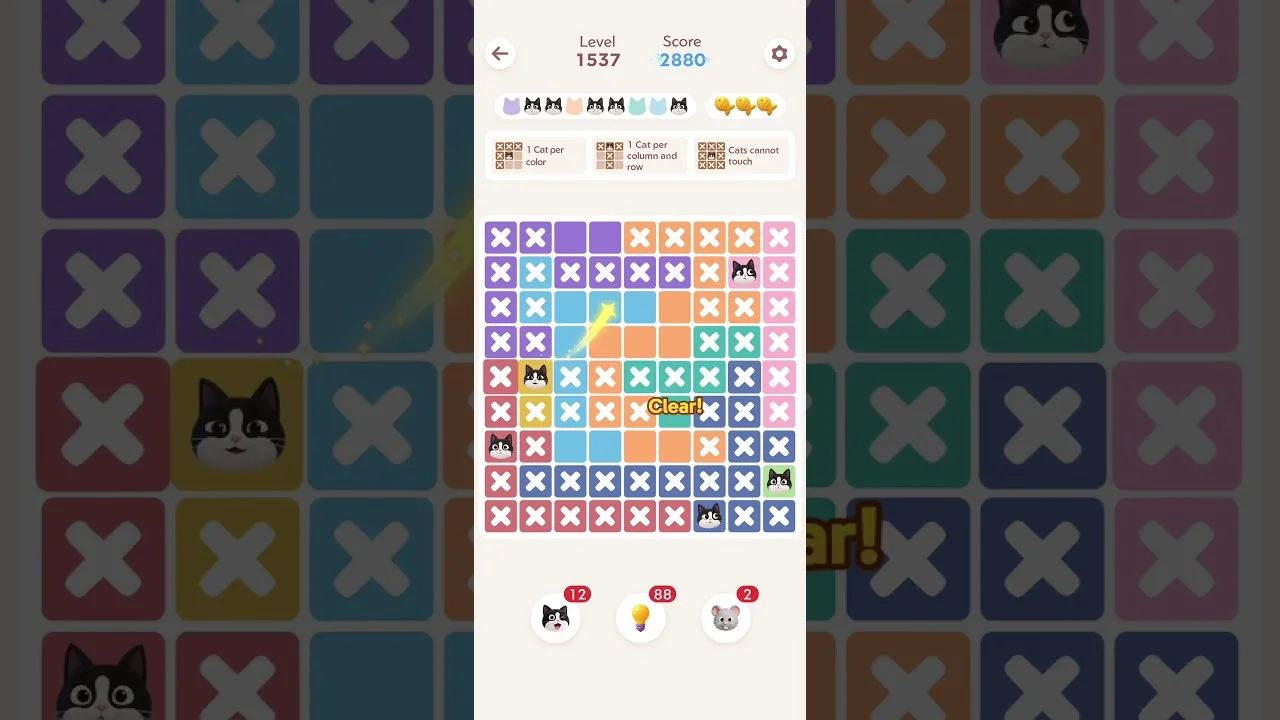 Meowdoku Level 1537 board