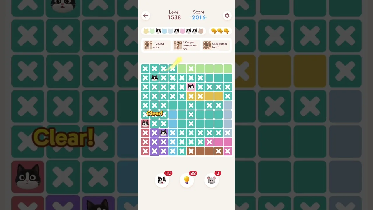 Meowdoku Level 1538 board