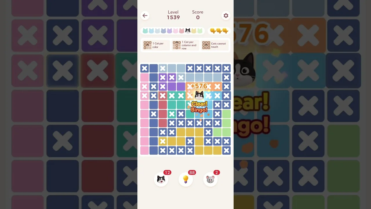 Meowdoku Level 1539 board