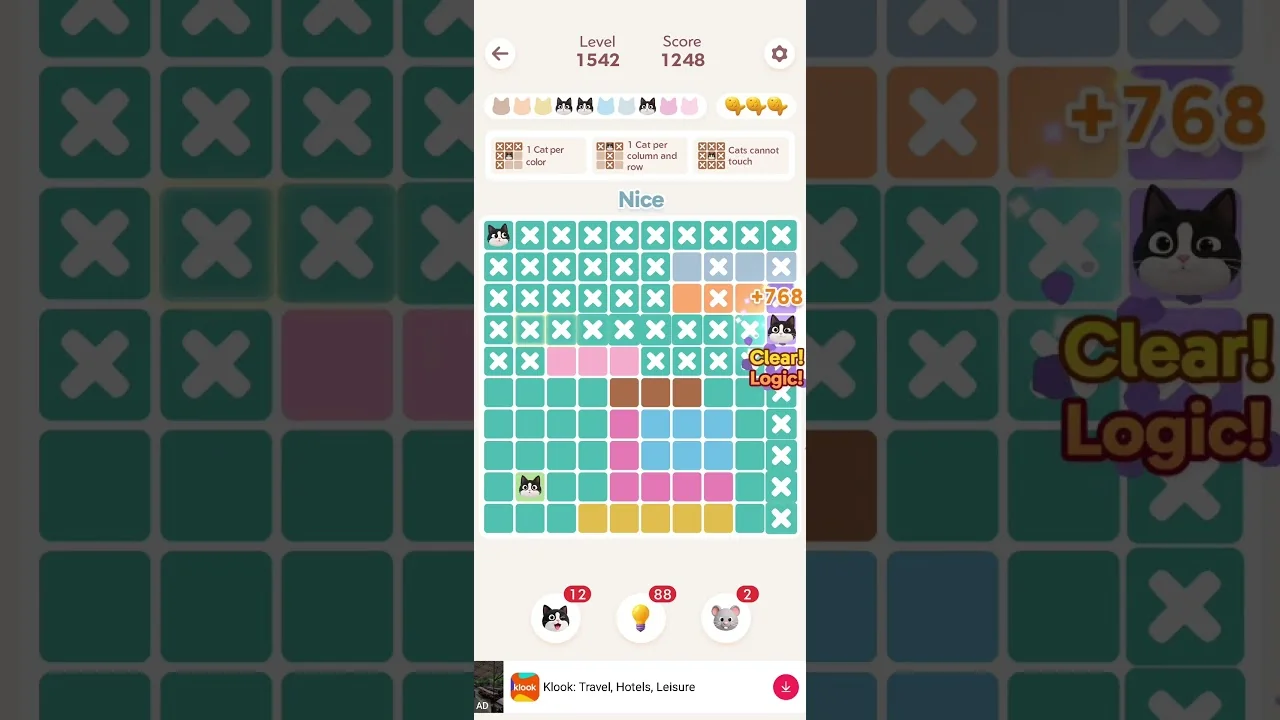Meowdoku Level 1542 board