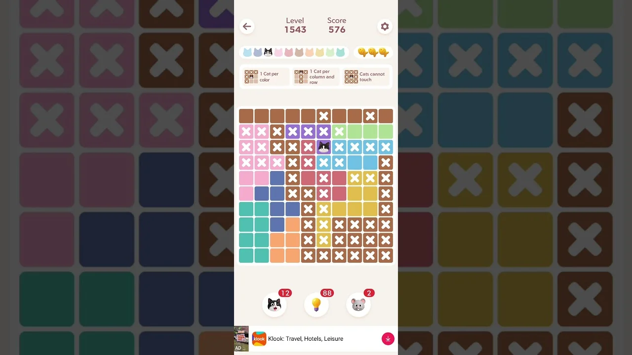 Meowdoku Level 1543 board