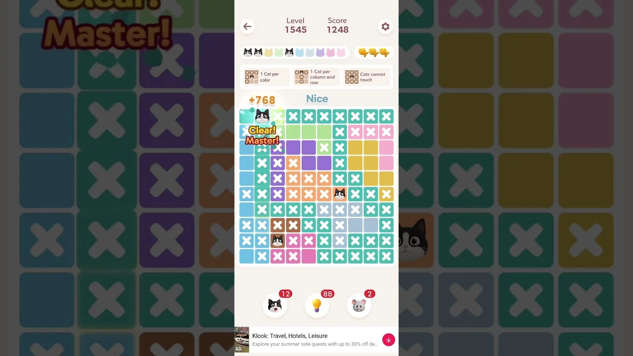 Meowdoku Level 1545 board