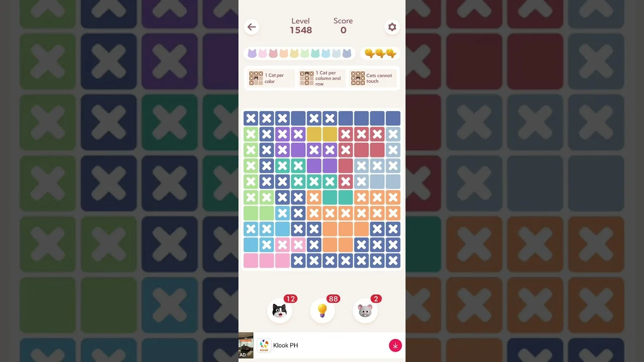 Meowdoku Level 1548 board