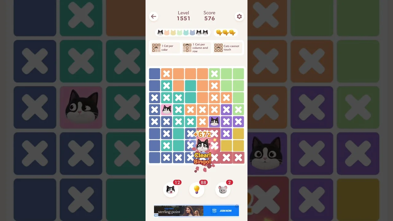 Meowdoku Level 1551 board