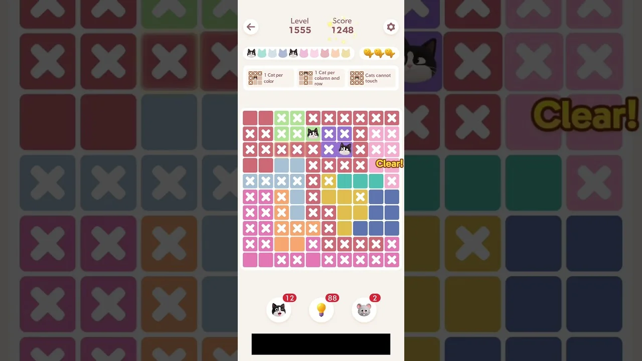 Meowdoku Level 1555 board