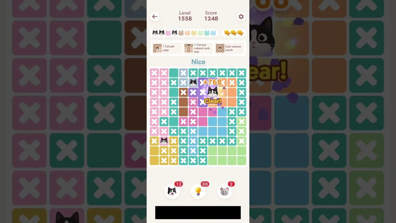 Meowdoku Level 1558 board