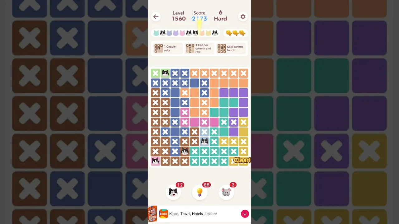 Meowdoku Level 1560 board