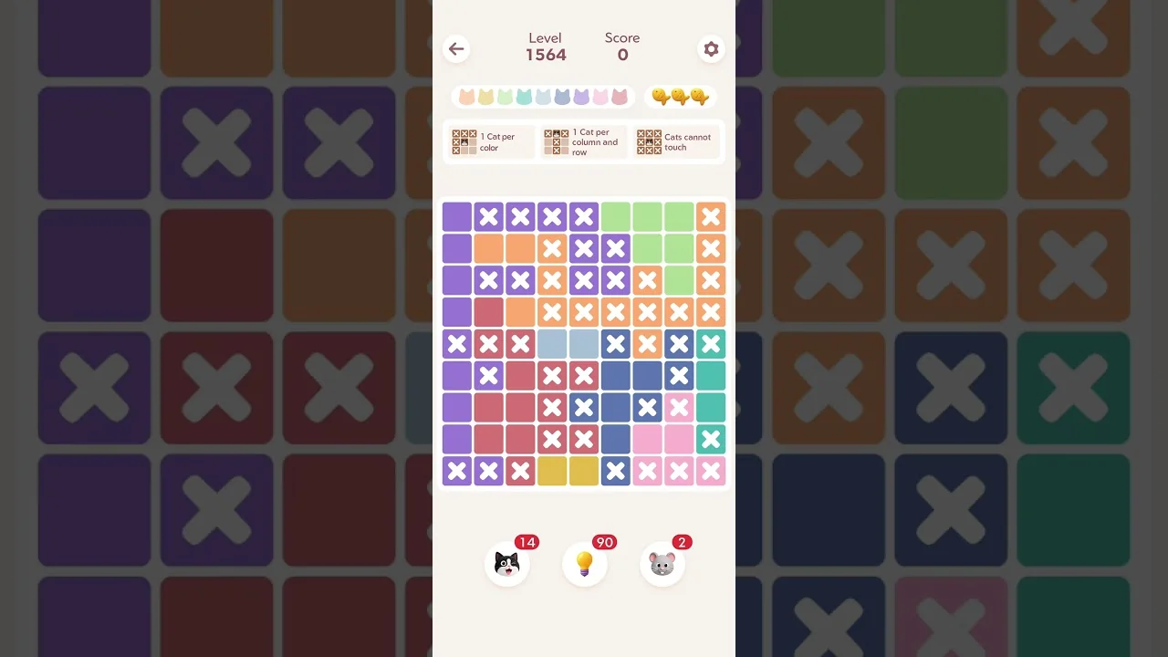 Meowdoku Level 1564 board