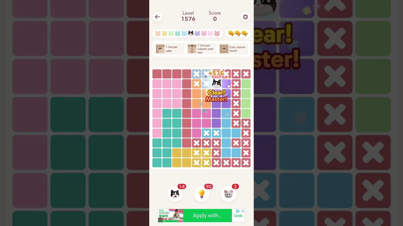Meowdoku Level 1576 board
