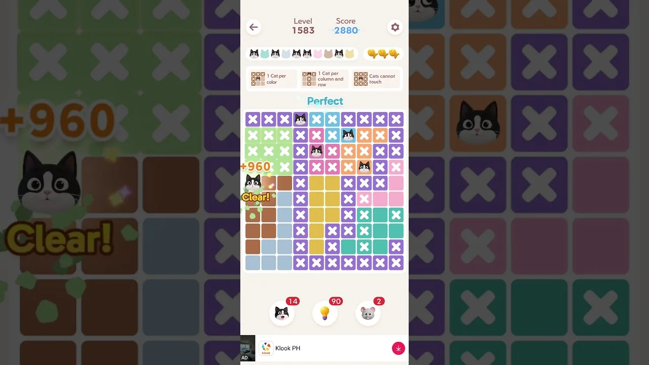 Meowdoku Level 1583 board