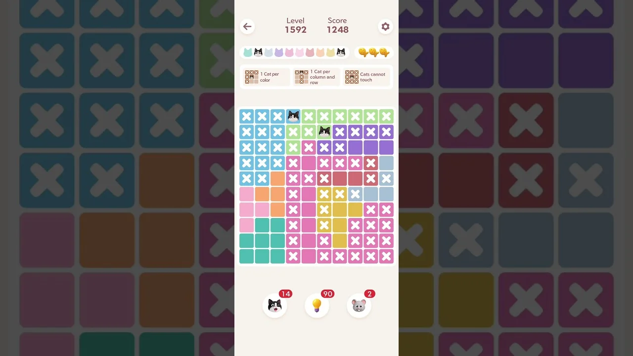 Meowdoku Level 1592 board
