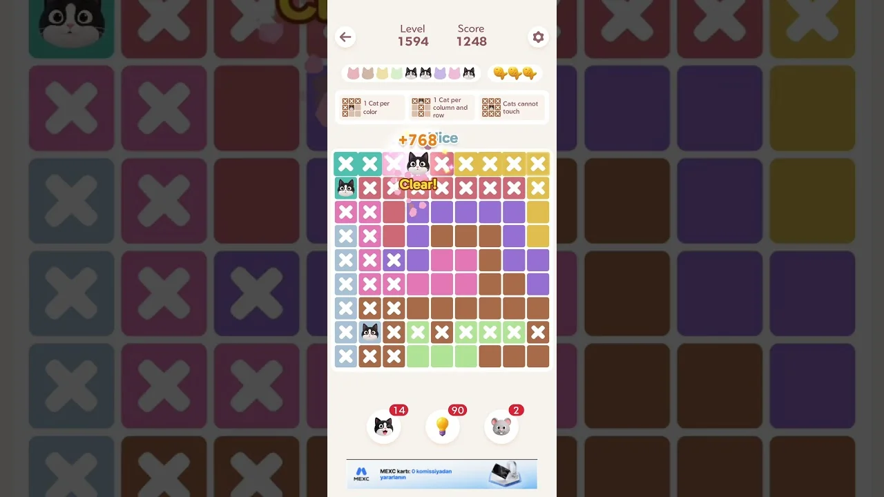 Meowdoku Level 1594 board