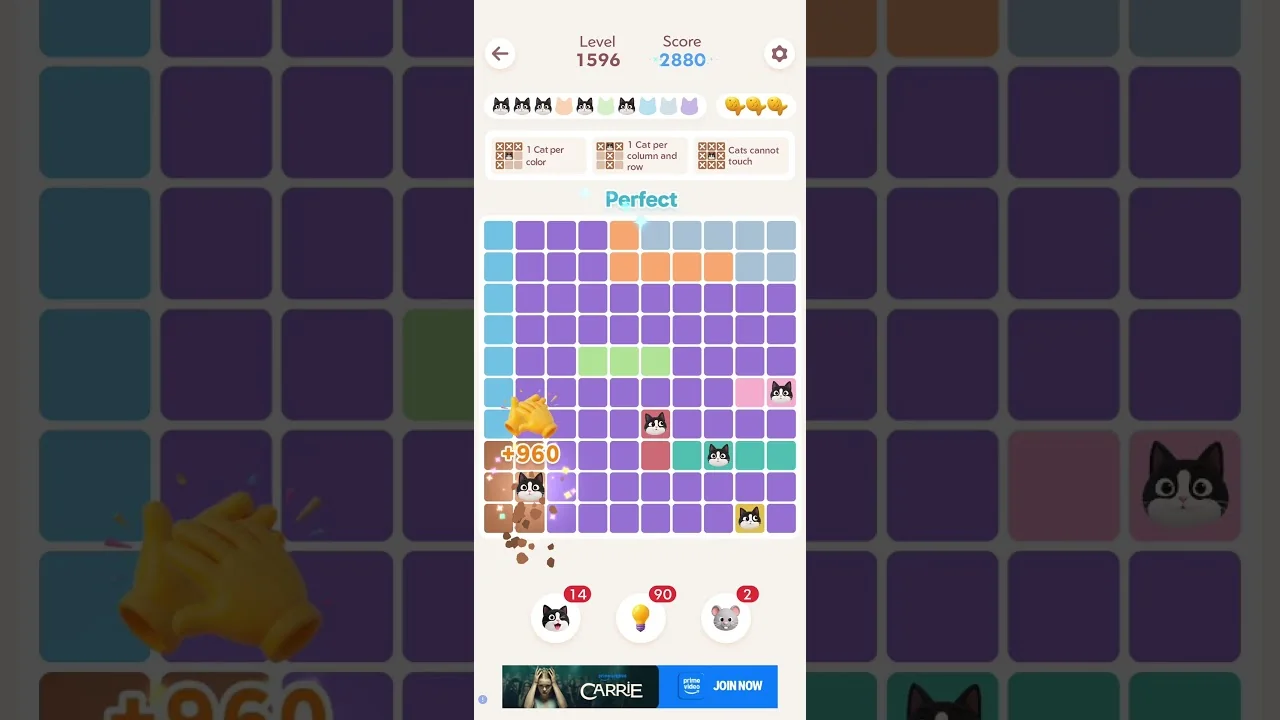 Meowdoku Level 1596 board