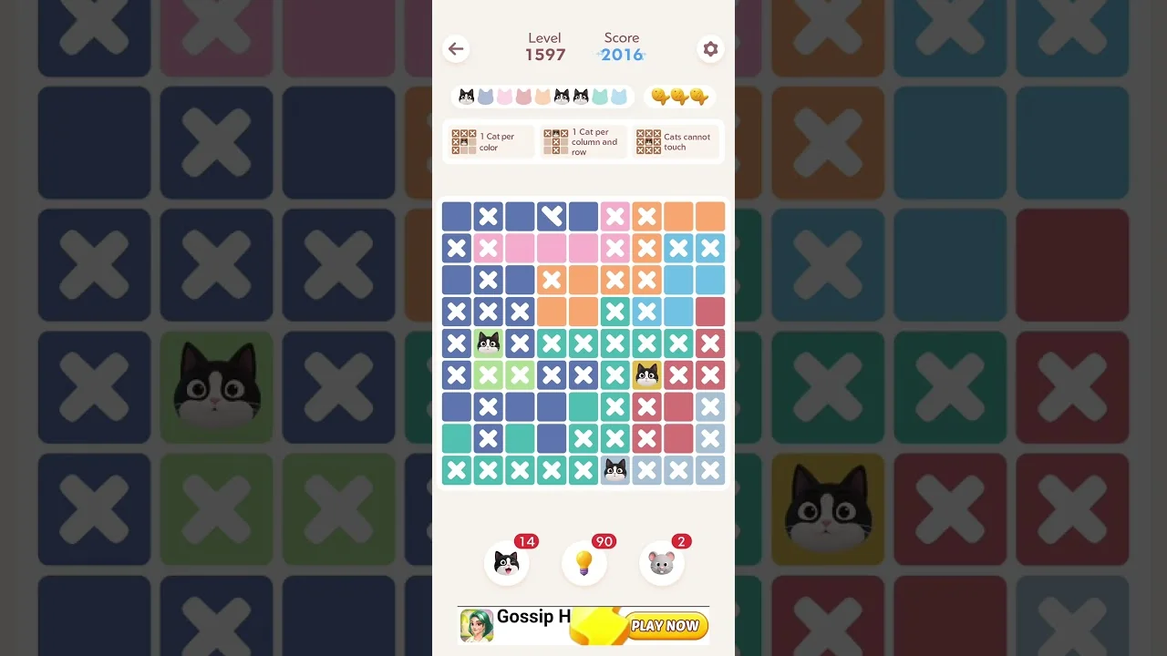 Meowdoku Level 1597 board