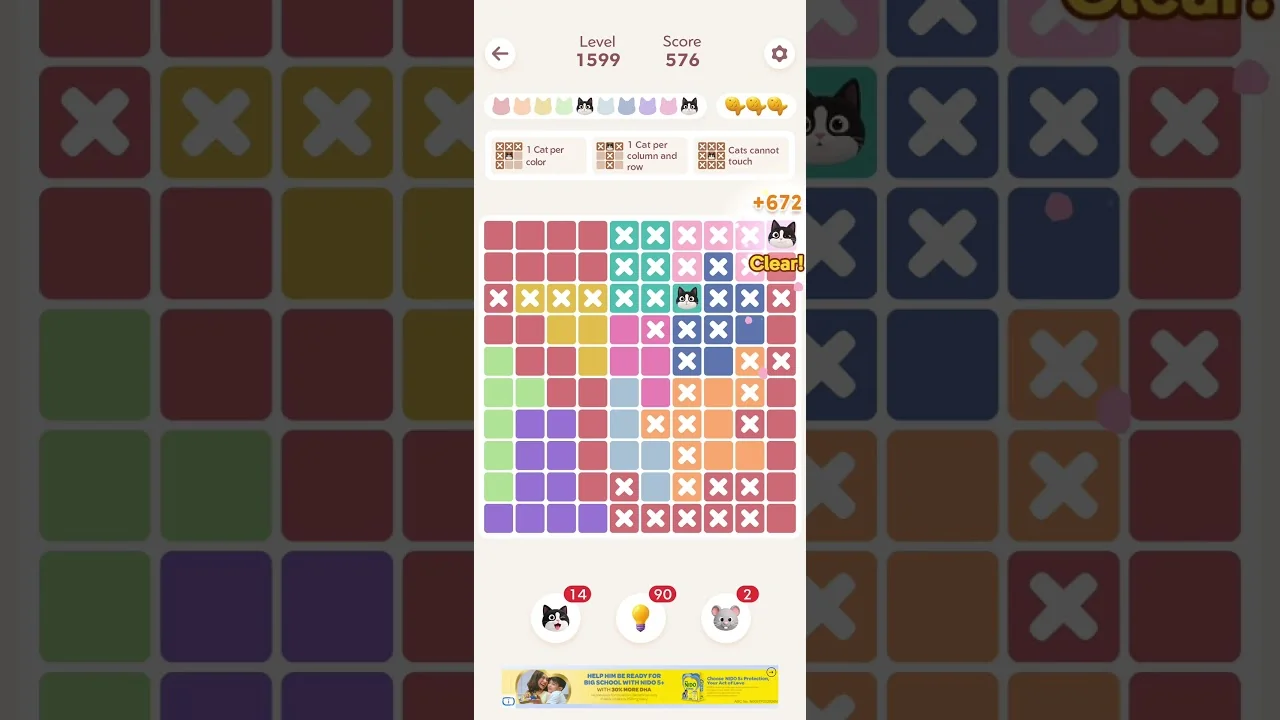 Meowdoku Level 1599 board